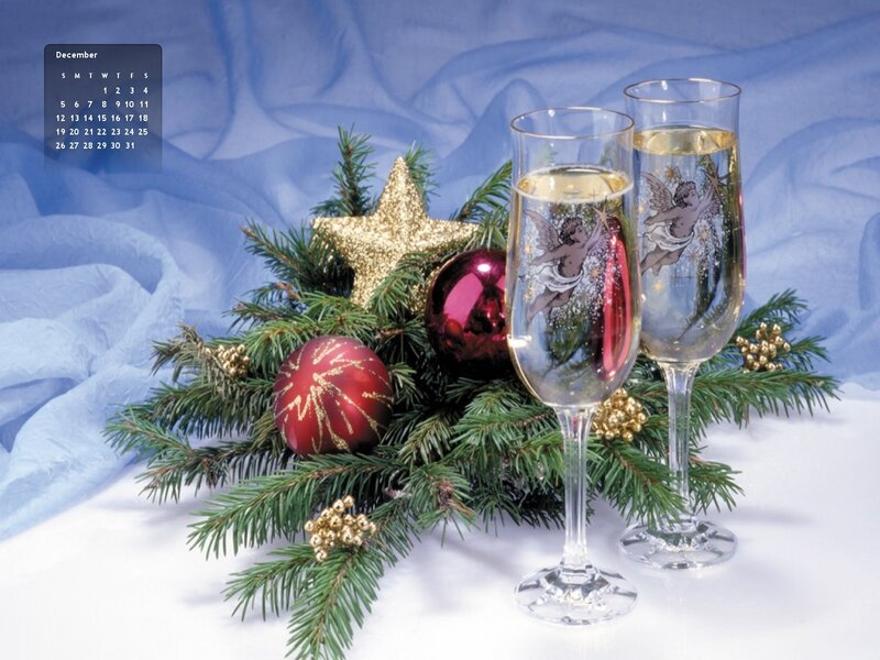 Champagne Glasses with Ornaments — Blue