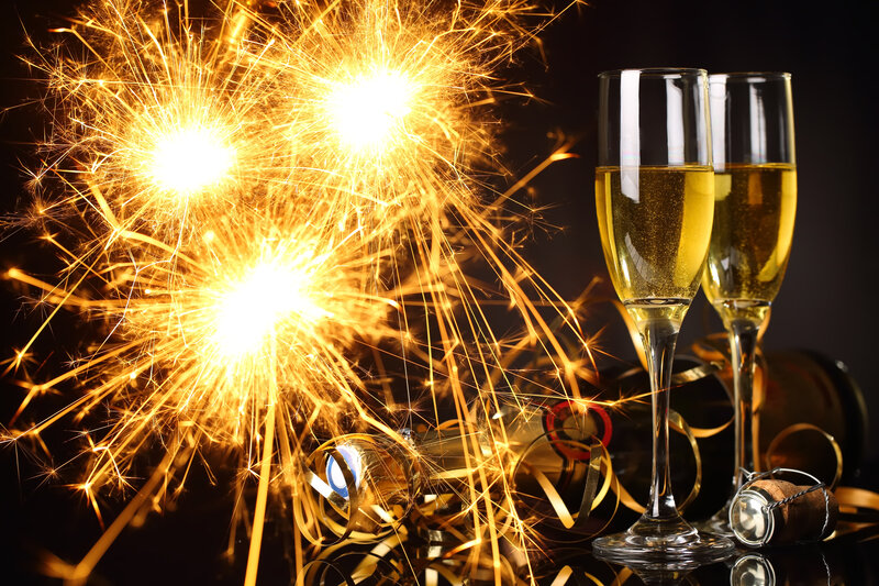 Champagne Glasses with Sparklers