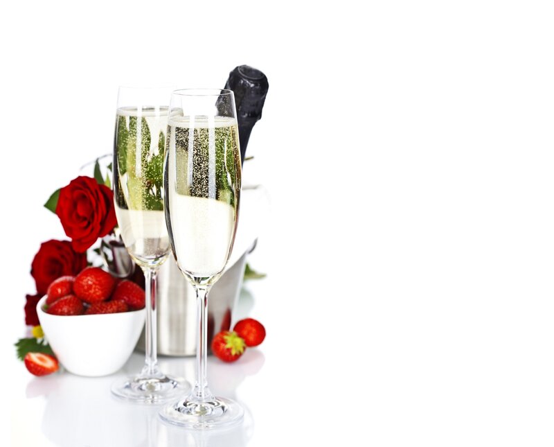 Champagne Glasses with Strawberries