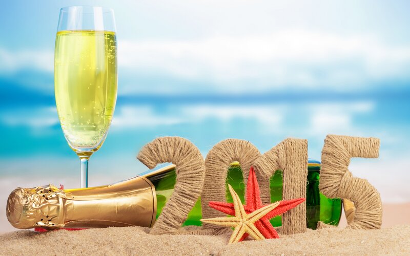 Champagne on Beach — Blue, Celebratory, Summer