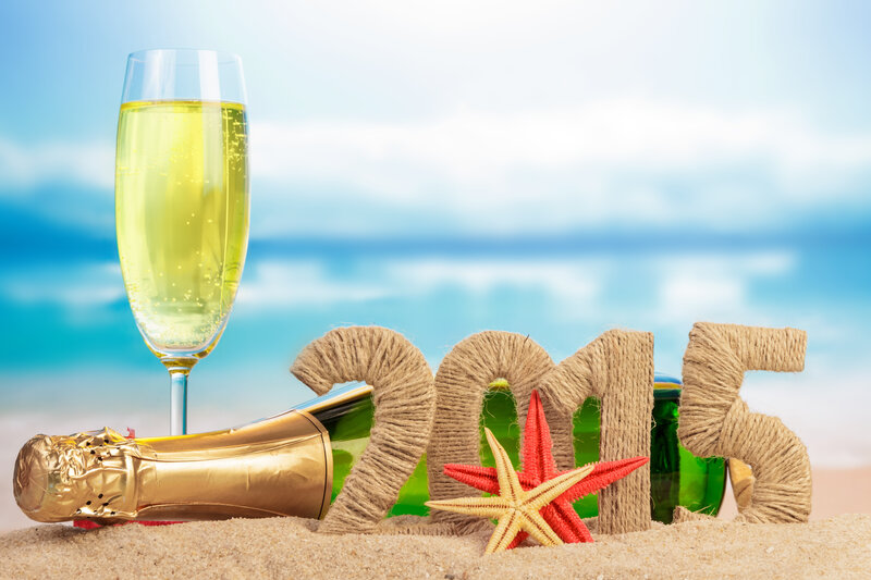 Champagne on Beach — Blue, Celebratory