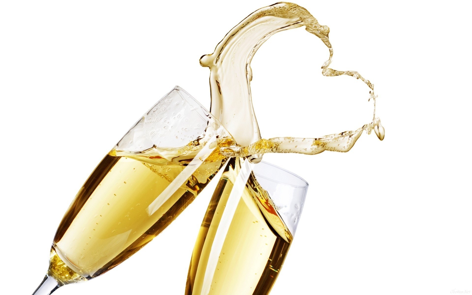 Champagne toast with heart splash