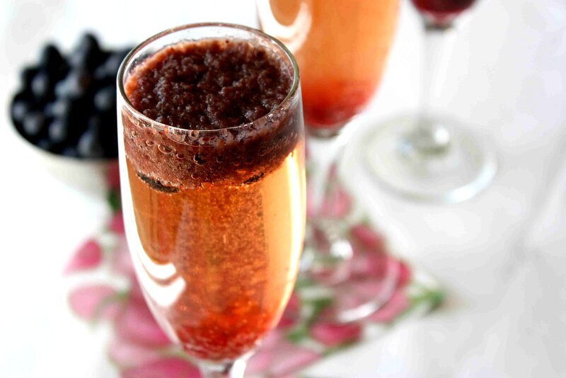 Champagne with Berry Foam