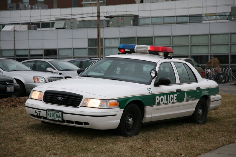 Champaign police car on grass