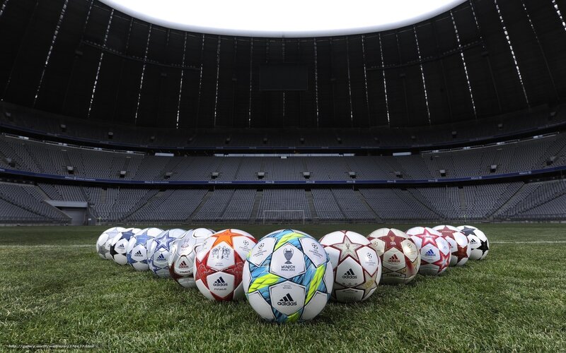 Champions League balls in stadium
