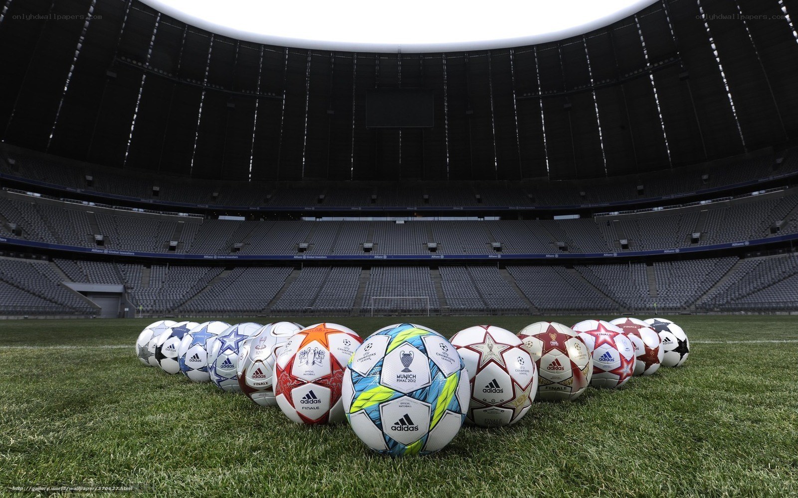 Champions League balls in stadium