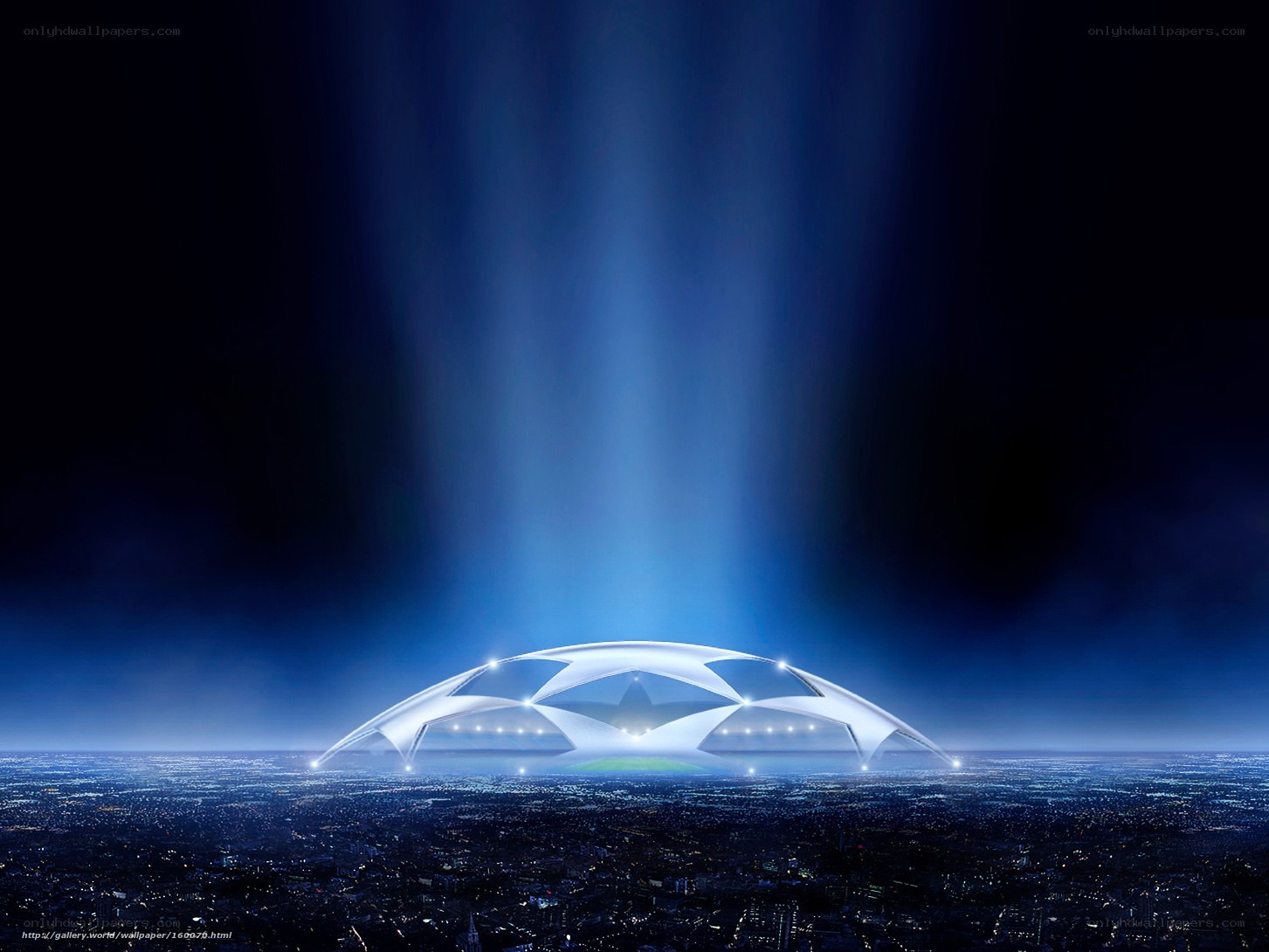 Champions League stadium at night