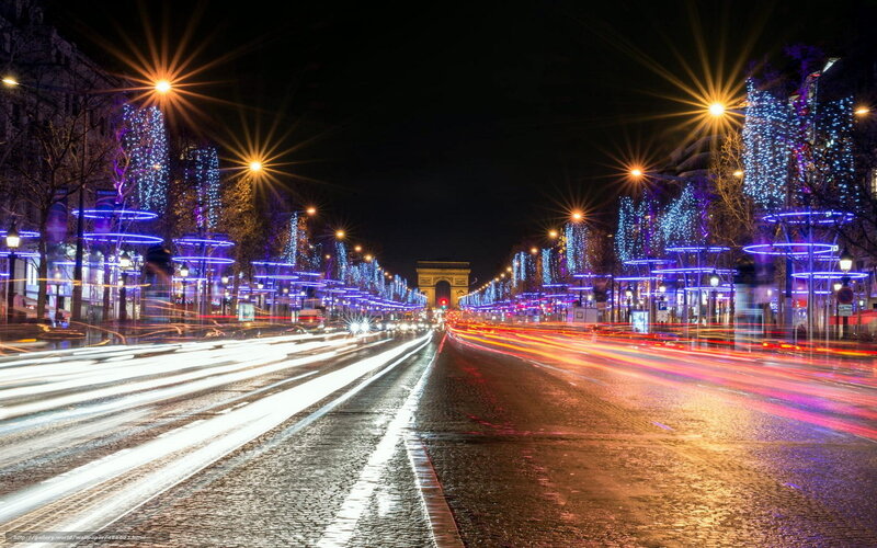 Champs-Élysées at Night — Blue