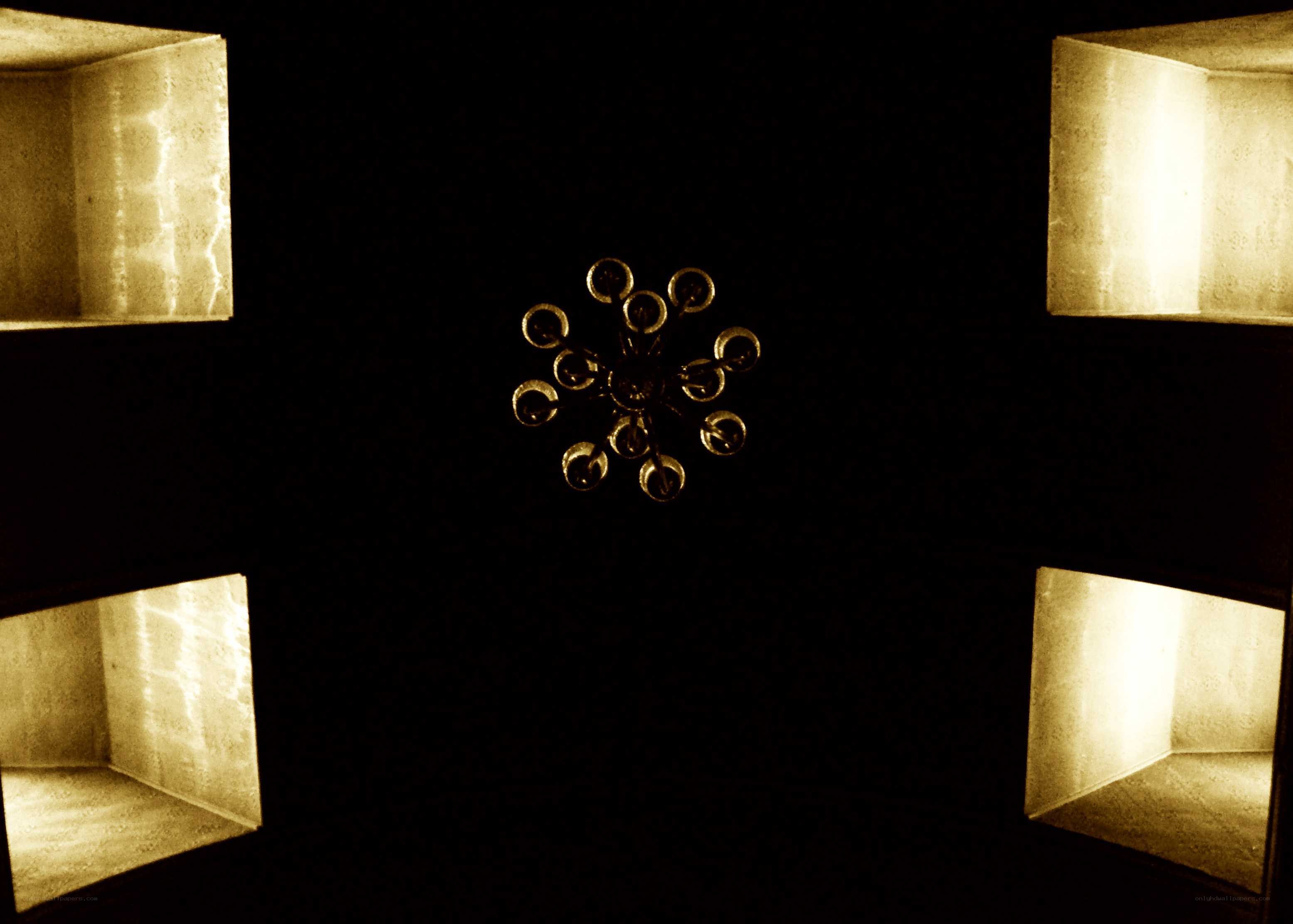 Chandelier in a dark room