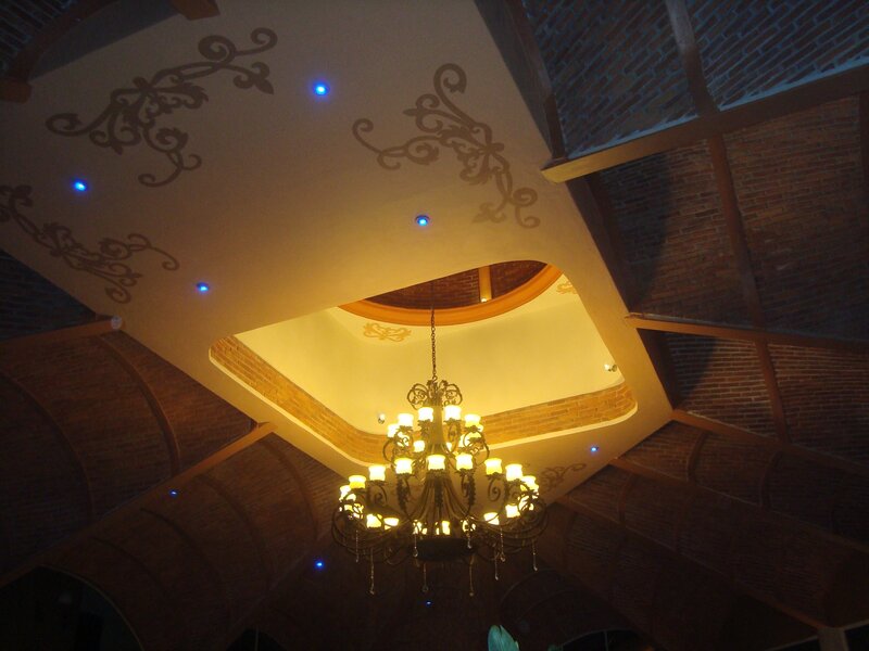 Chandelier in Brick Ceiling — Brown