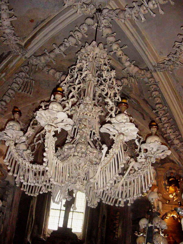 Chandelier made of human bones