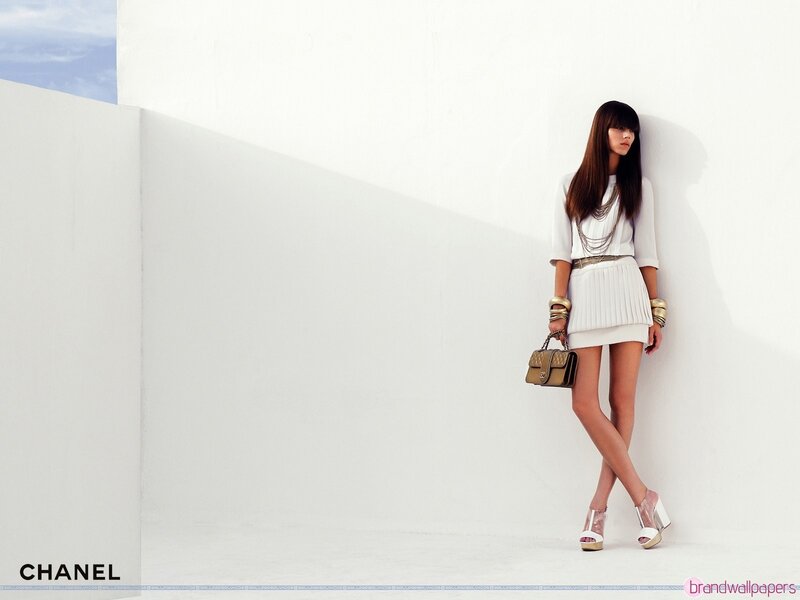 Chanel fashion model in white
