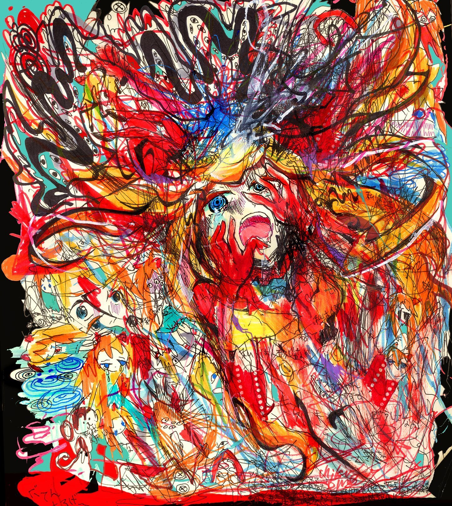chaotic anime expression art