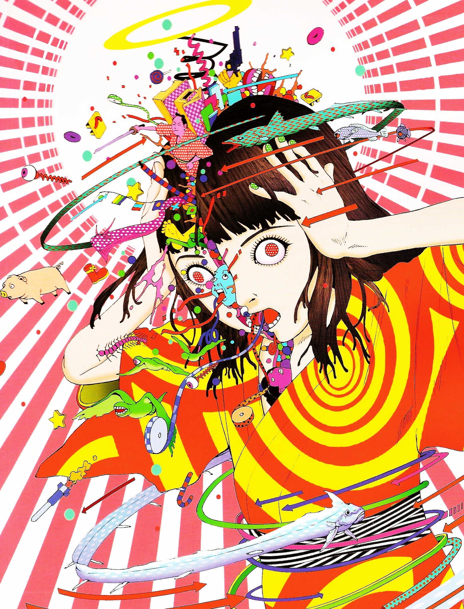 chaotic anime girl illustration