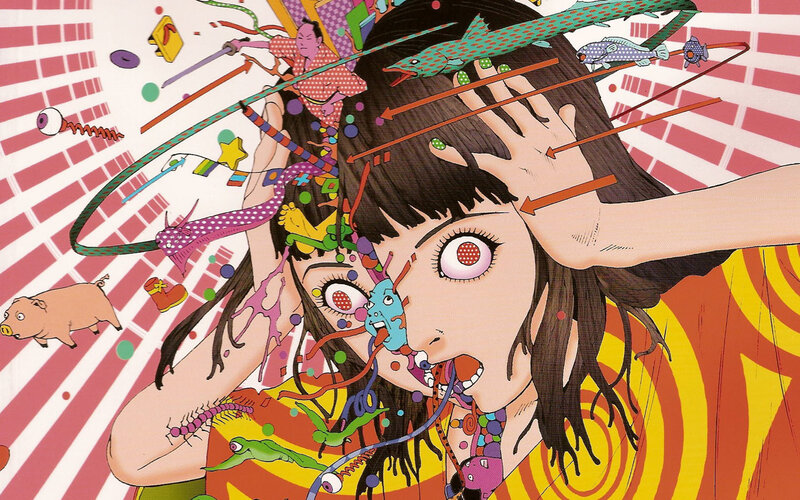 chaotic anime girl with surreal elements