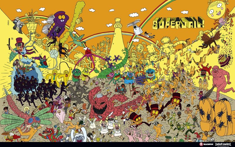 Chaotic Cartoon Battle Scene
