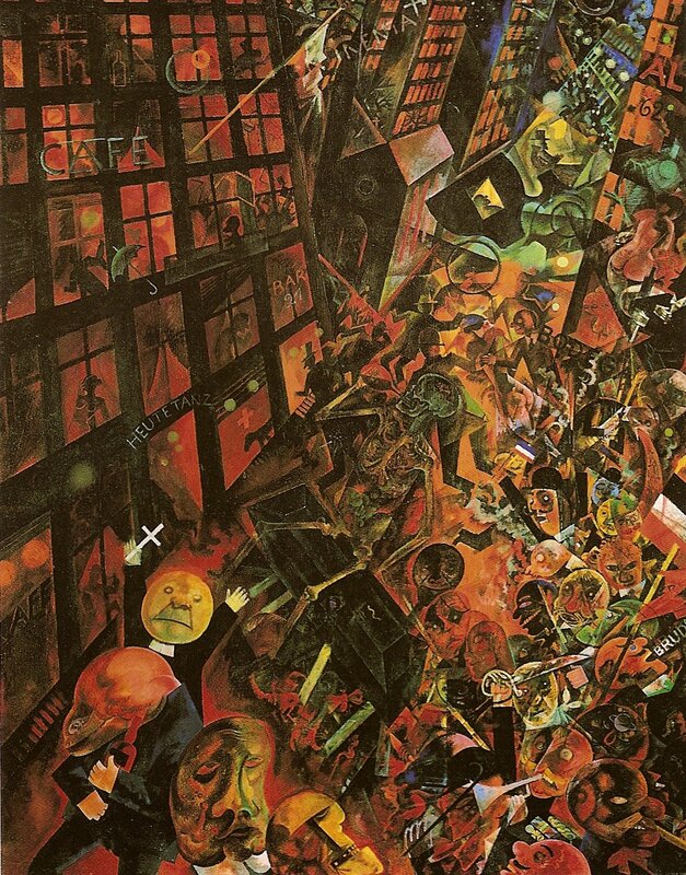 Chaotic city street scene