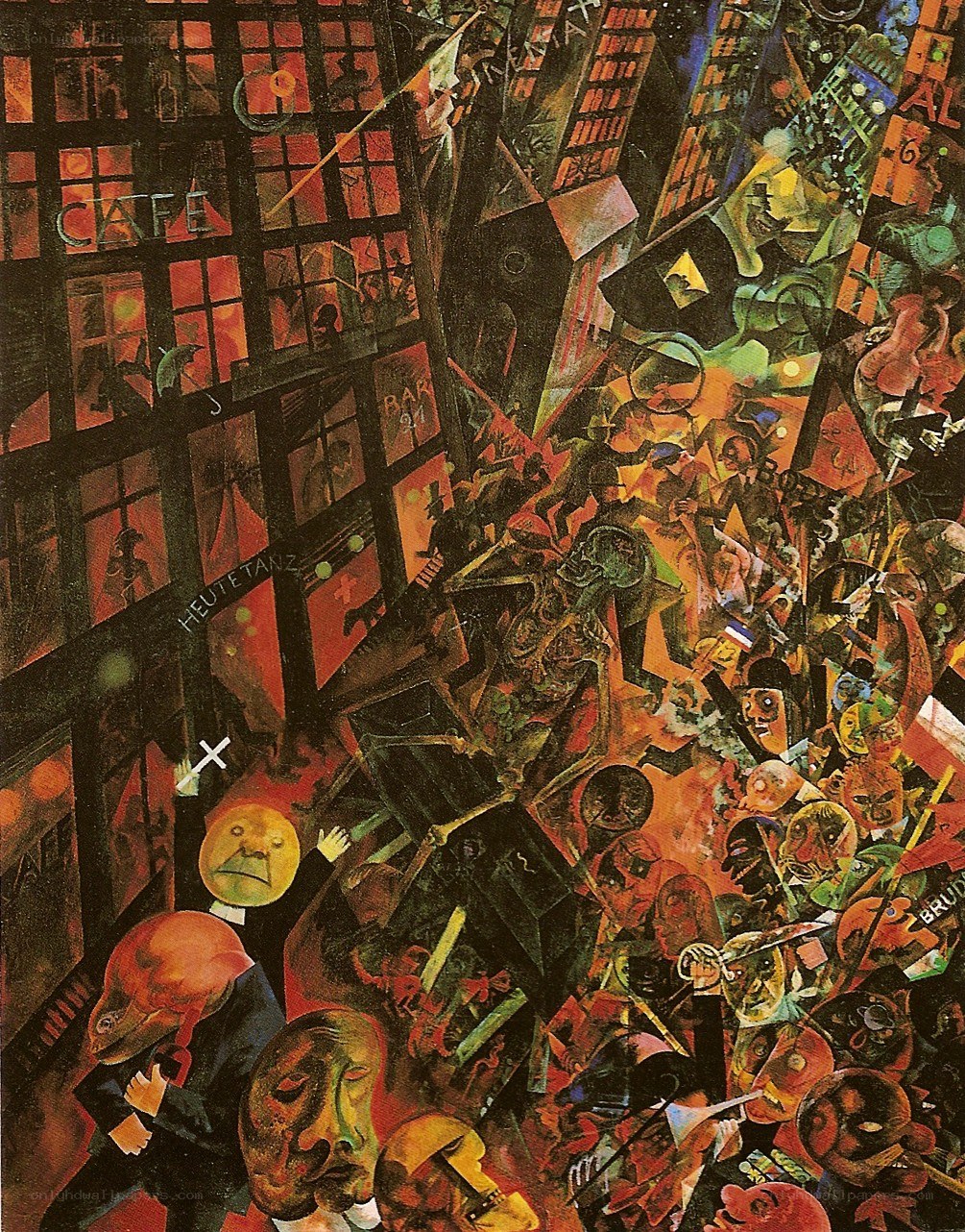 Chaotic city street scene