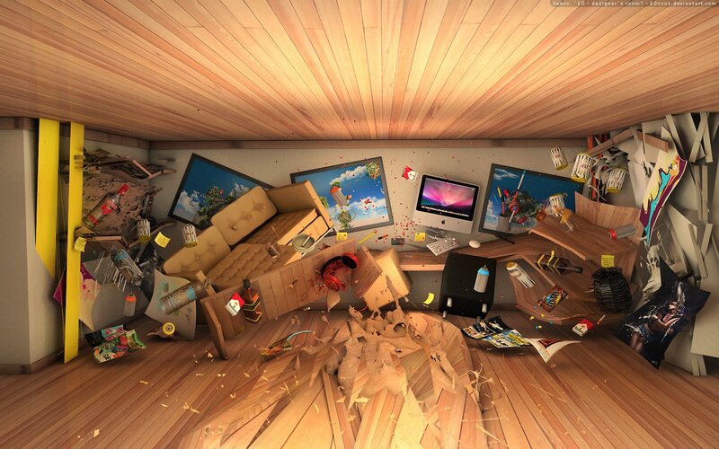 Chaotic Designer's Room — Brown, Digital Art