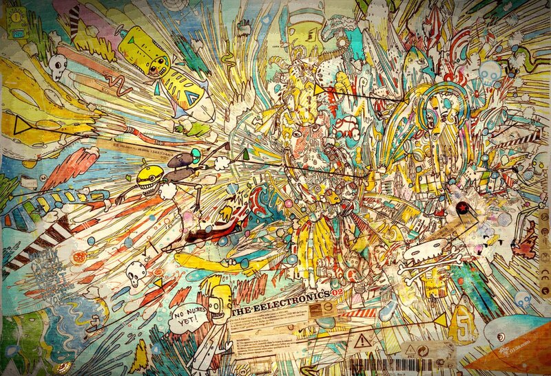 chaotic digital art collage
