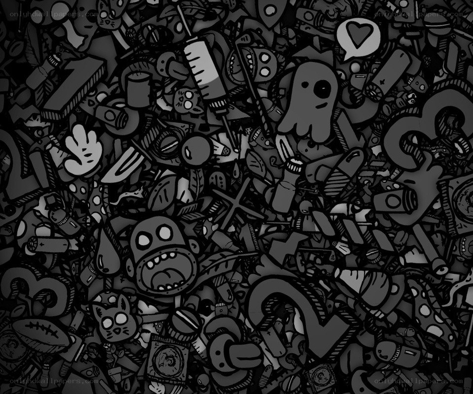 chaotic doodle art collage