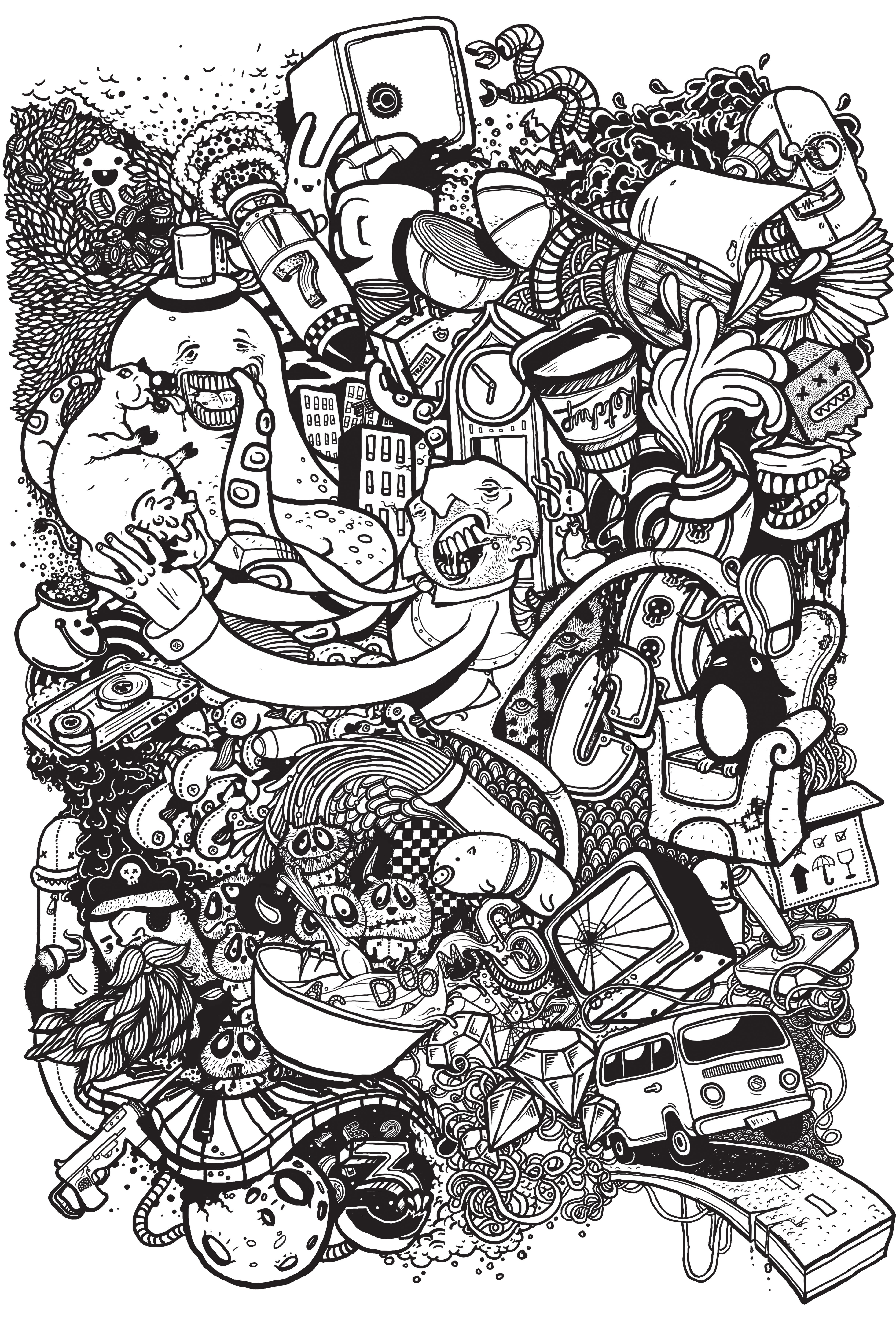 chaotic doodle art collage