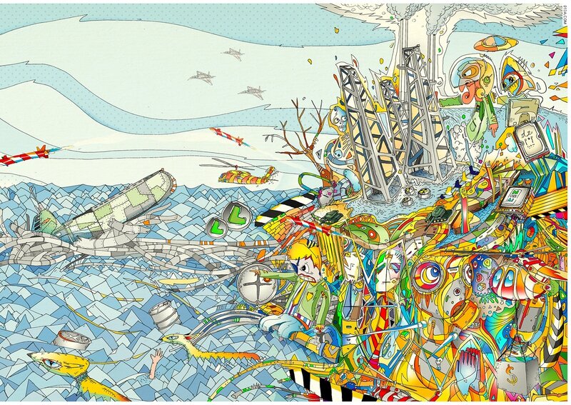 chaotic futuristic landscape