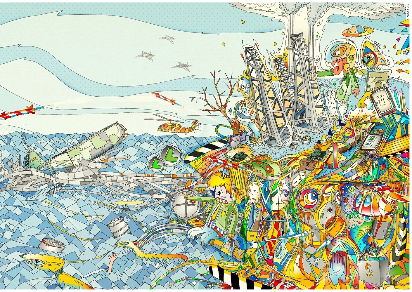 chaotic futuristic landscape