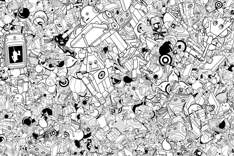 chaotic robot doodle art