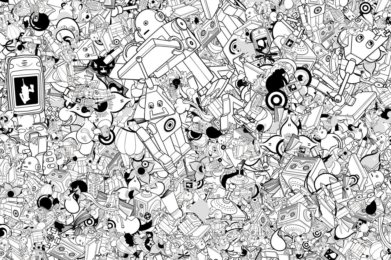 chaotic robot doodle art