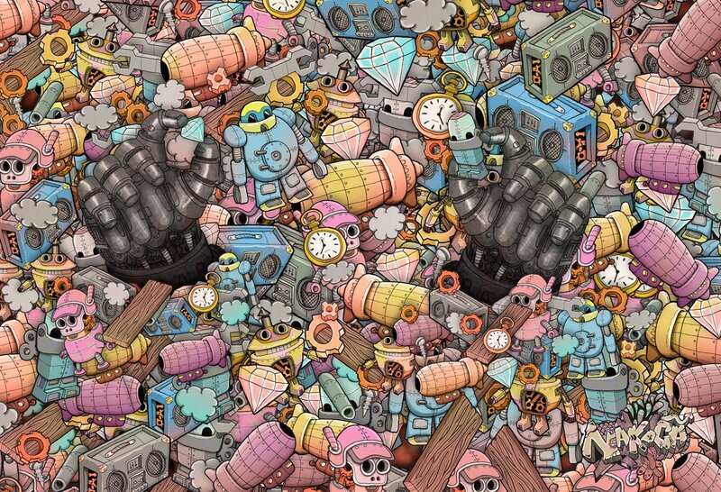 chaotic robot junk pile