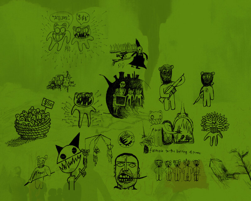 chaotic sketch collage