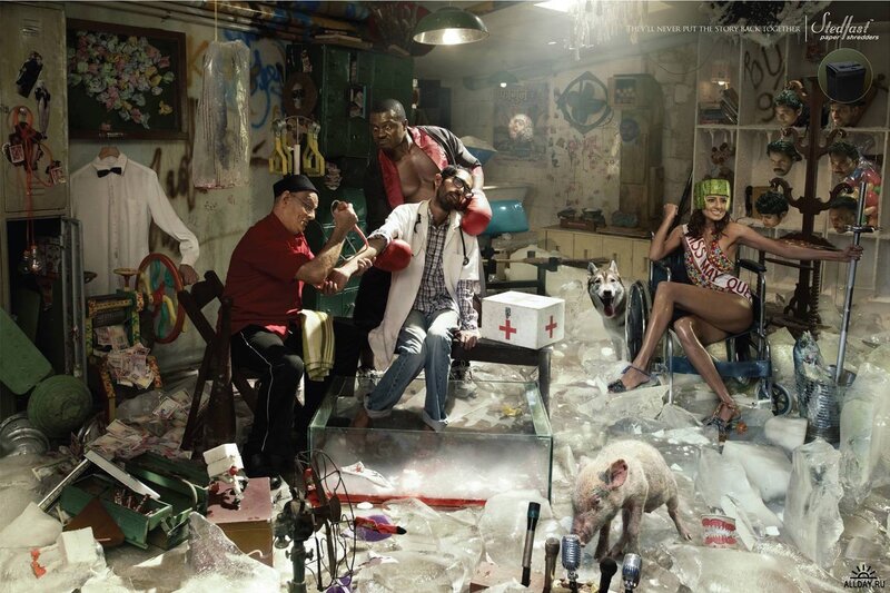 chaotic workshop scene