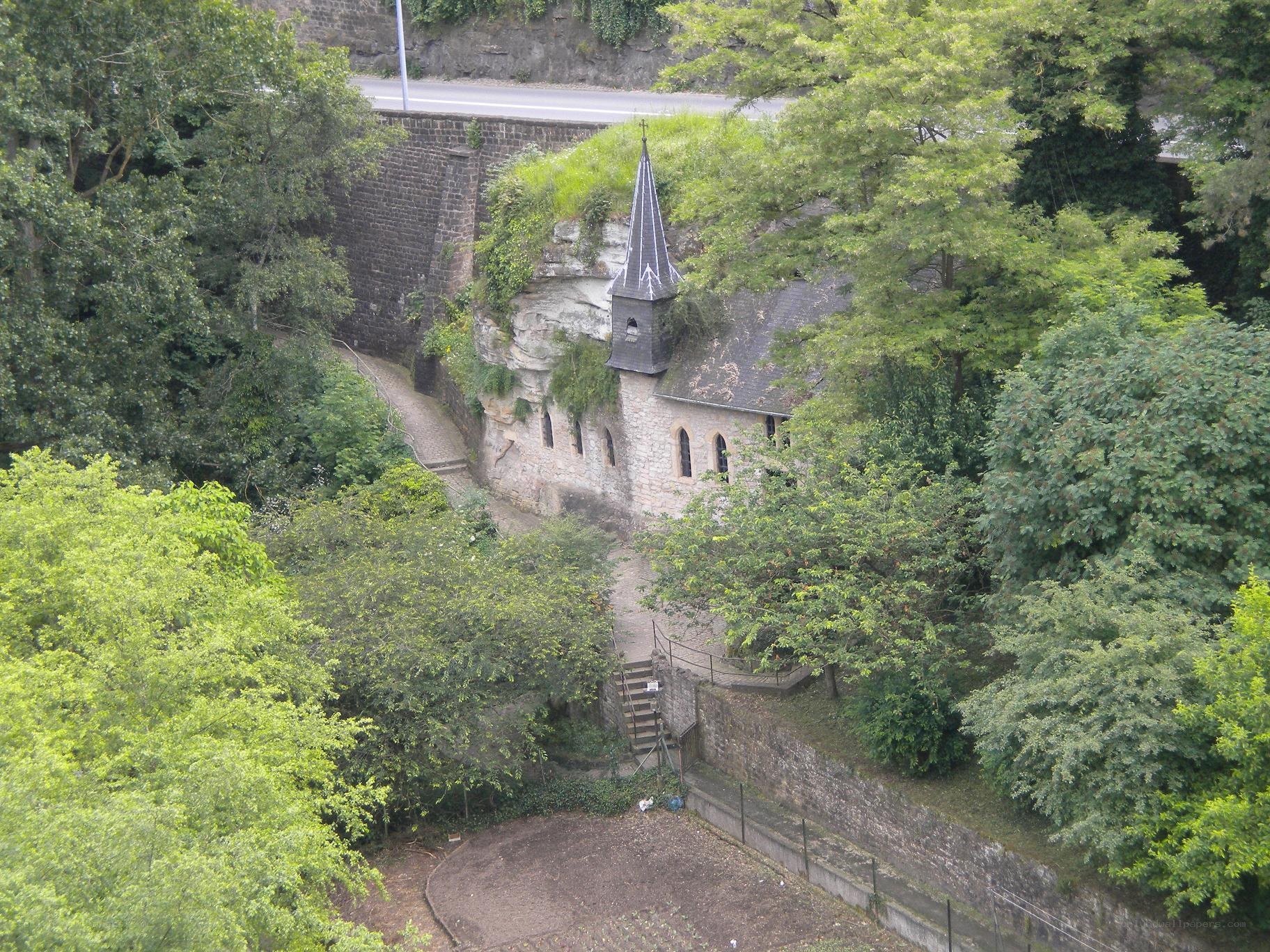 Chapel built into a cliffside
