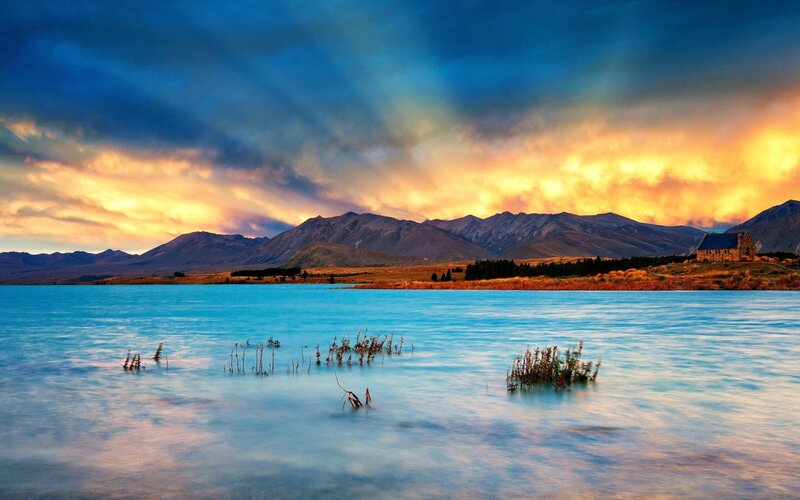 Chapel by a Lake — Blue