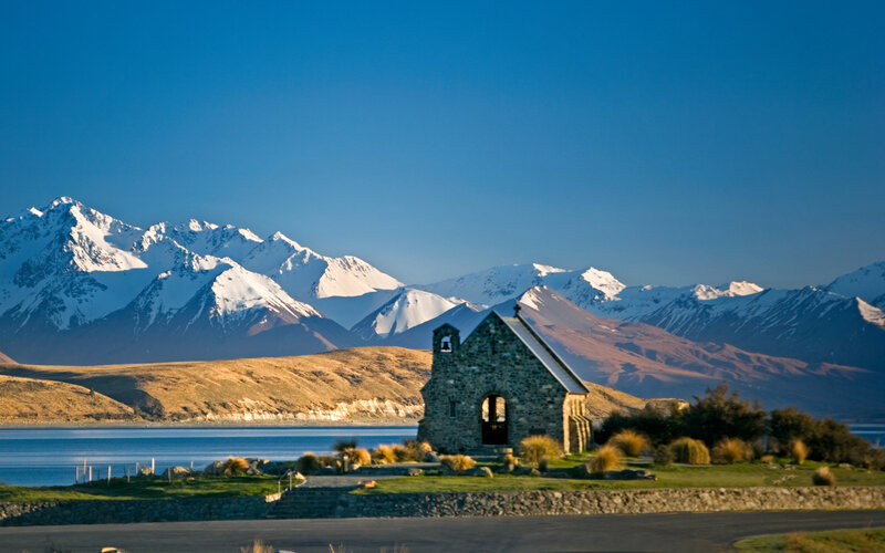 Chapel by Lake — Blue