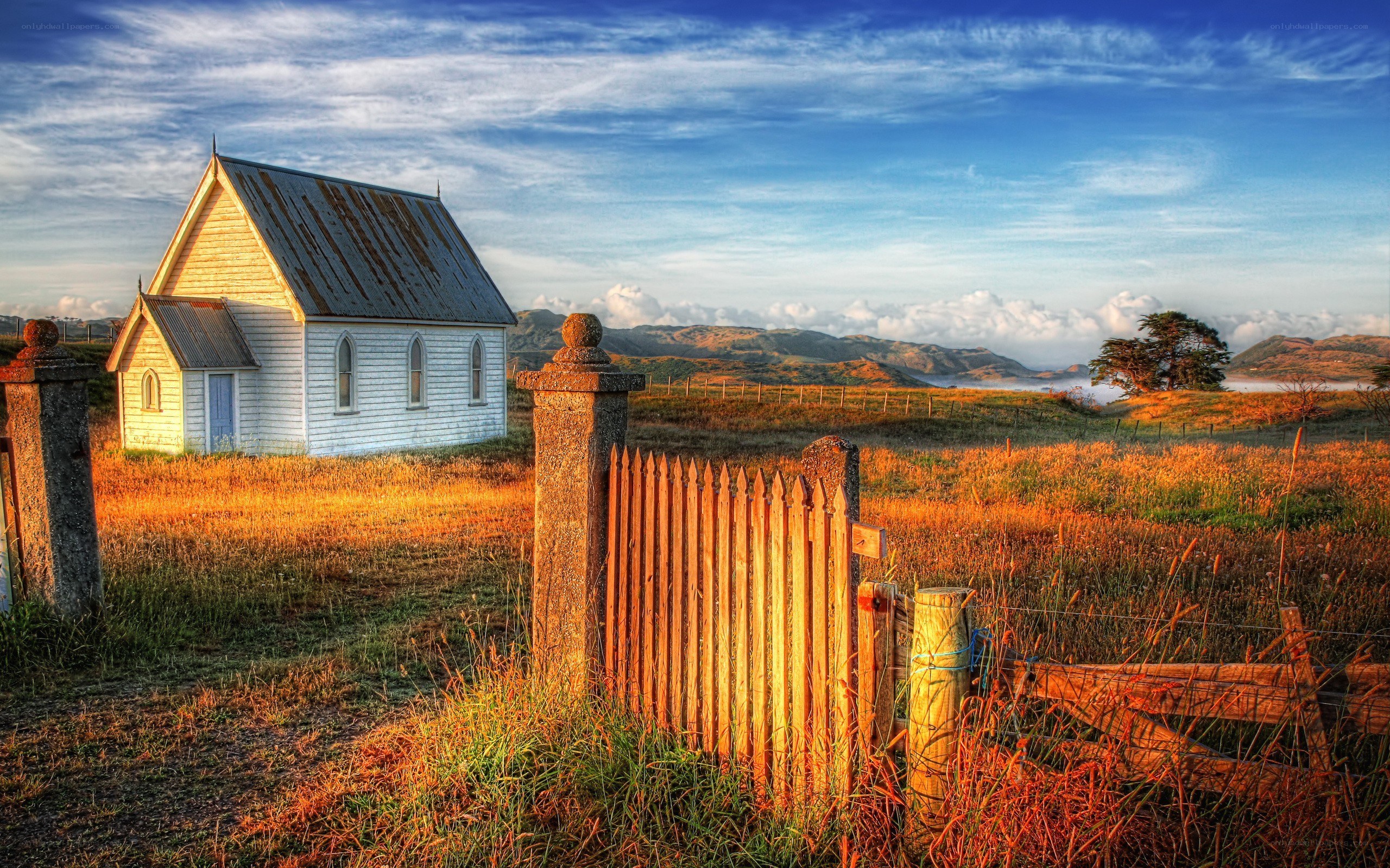 Chapel in a golden field
