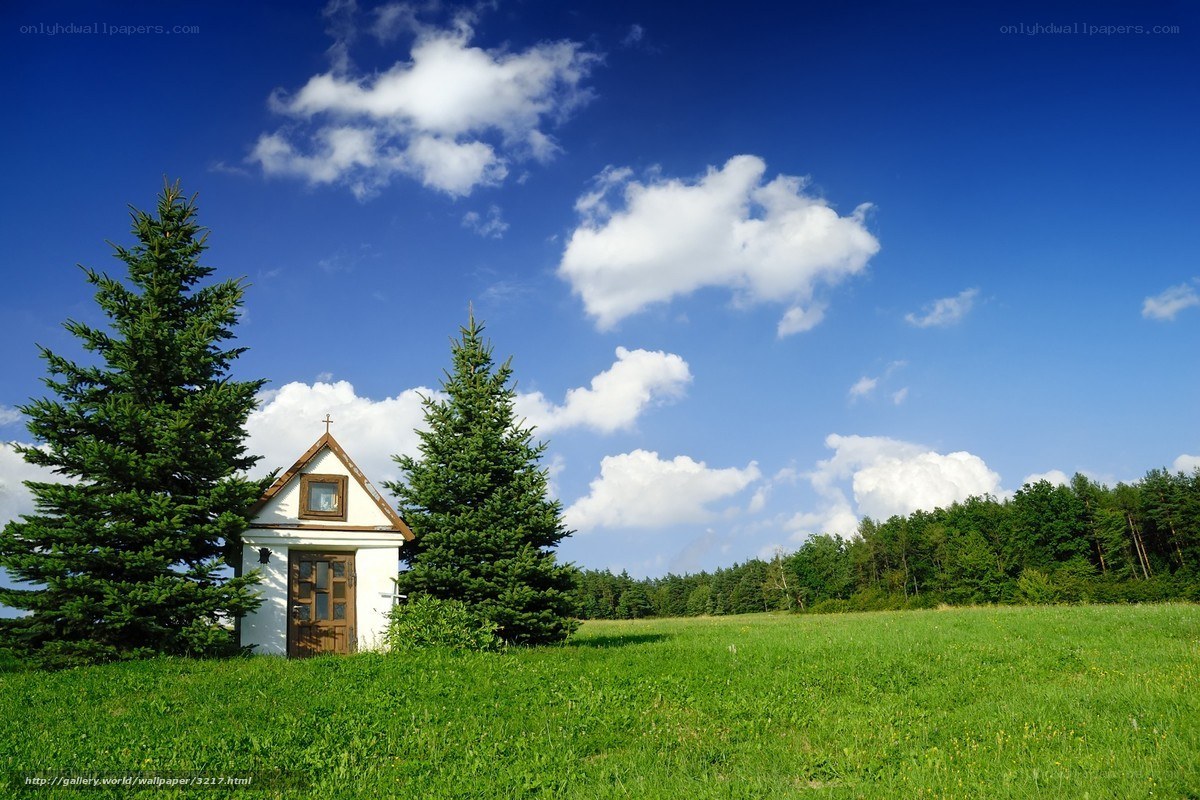 Chapel in a green field