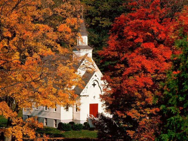 Chapel in autumn foliage