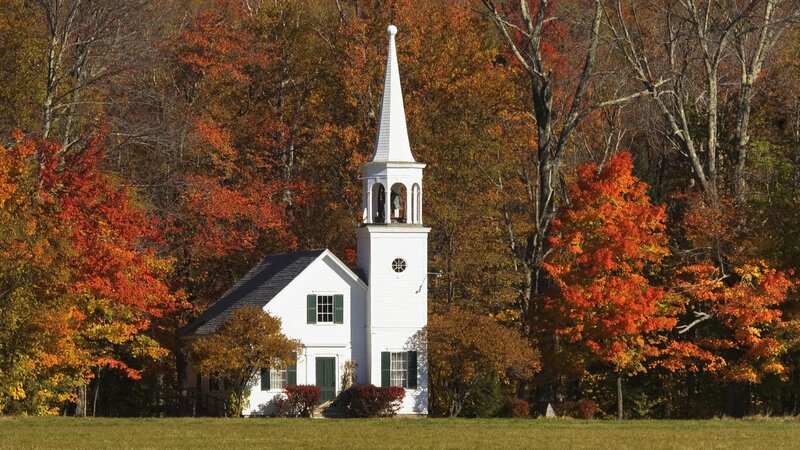 Chapel in autumn foliage