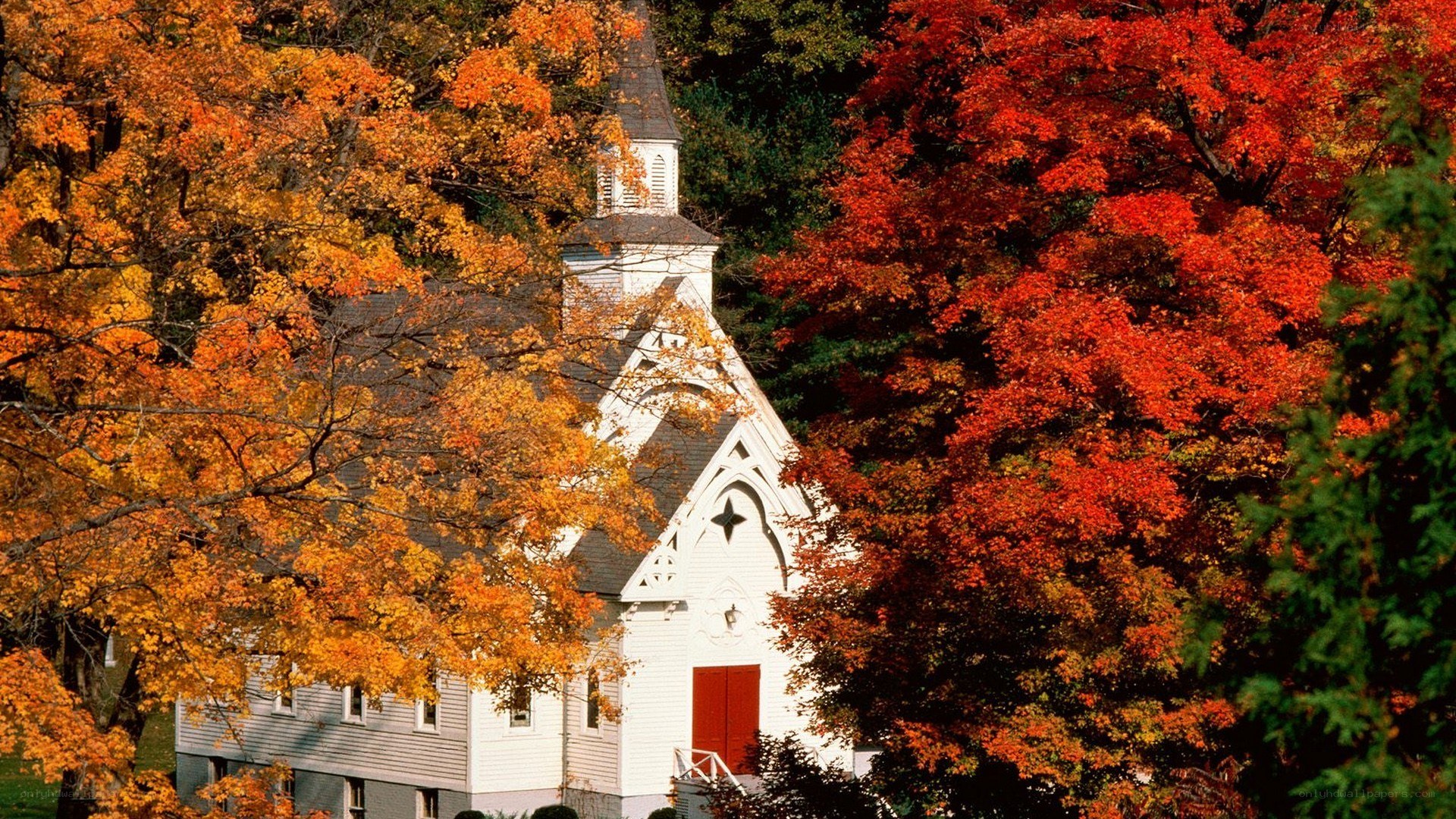 Chapel in autumn foliage
