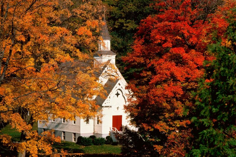 Chapel in autumn foliage