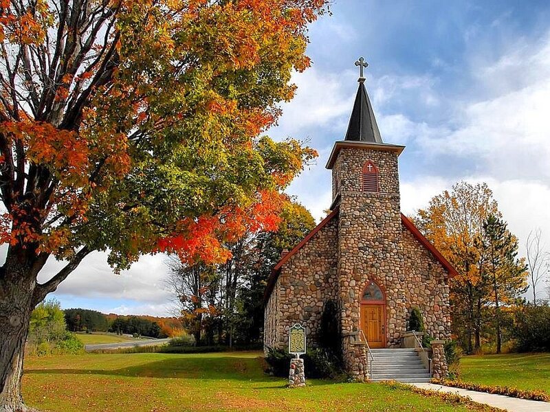Chapel in autumn foliage