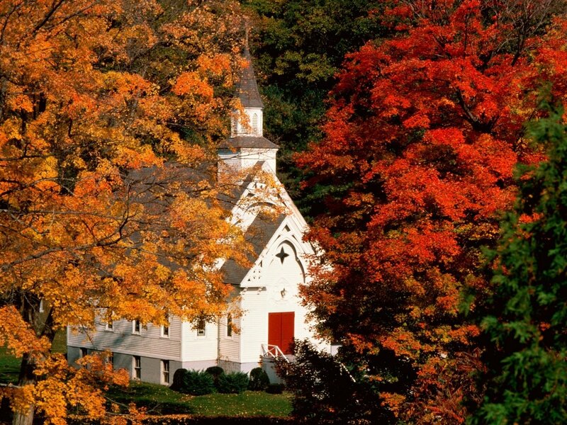 Chapel in autumn foliage