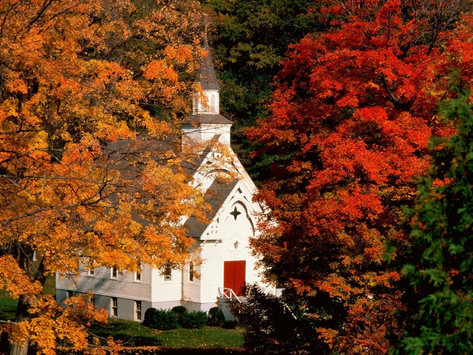 Chapel in autumn foliage