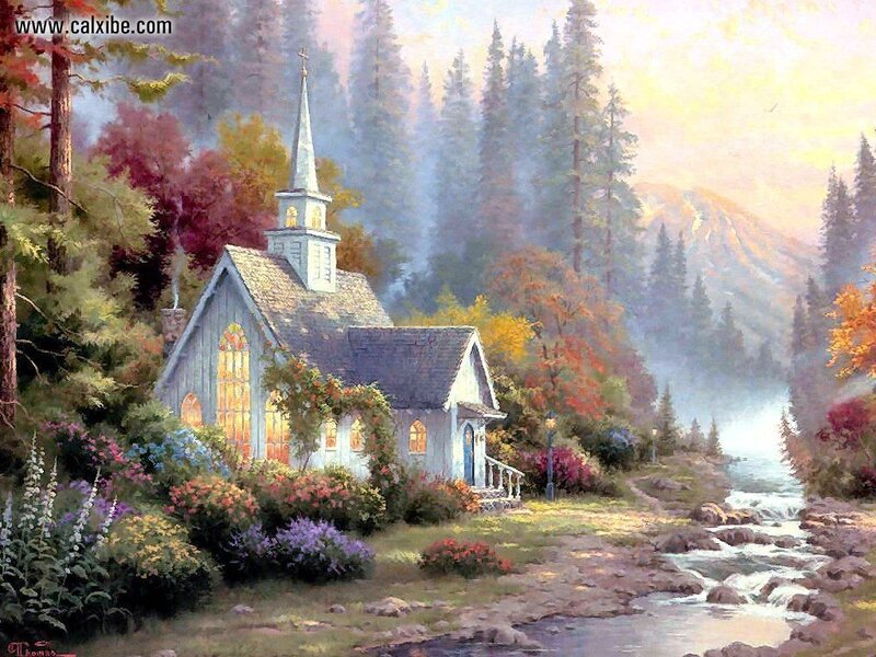 Chapel in autumn forest