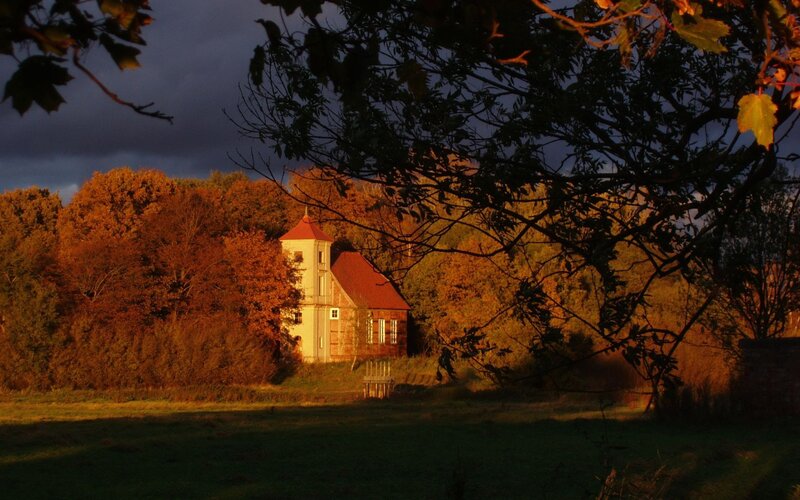 Chapel in Autumn Forest — Orange