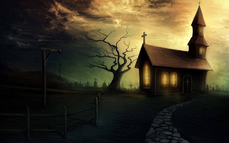 Chapel in Graveyard — Brown