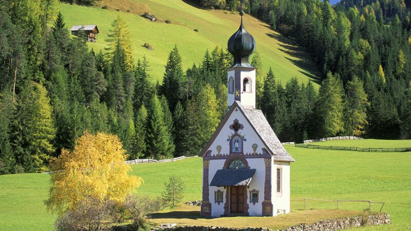 Chapel in Green Valley — Serene, Autumn