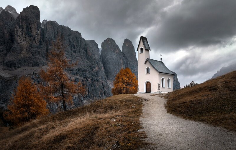 Chapel in Mountain Valley — Gray